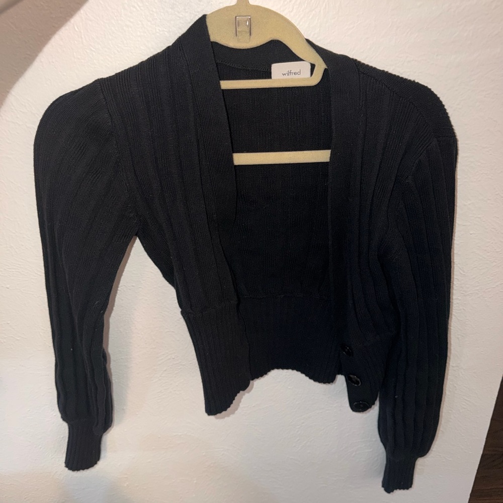 Wilfred Black Cropped Cardigan with Button Detail